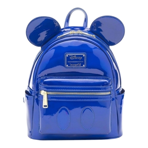 🔹️Loungefly🔹️ Disney Mickey Mouse Holographic Series Mini Backpack: Sapphire - - Picture 1 of 4